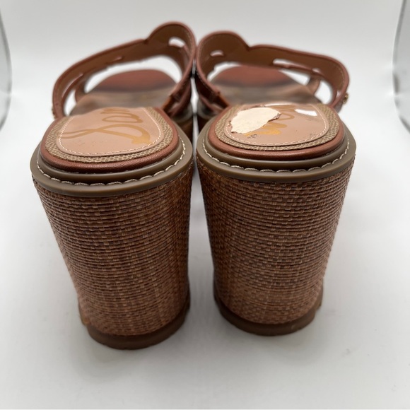 NWOB Sam Edelman Women's Laine Platform Wedge Sandal Color: Rich Cognac size 8.5 - Picture 7 of 11